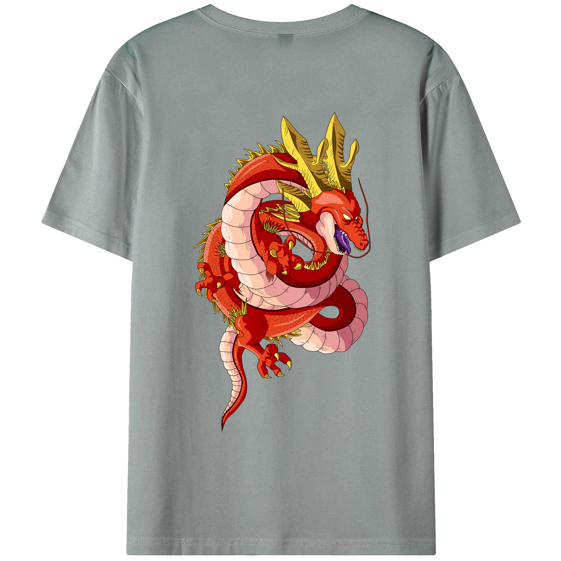 （画像用） ドラゴンボール 神龍 シェンロン DRAGON BALL Shenron 綿100％ メンズ半袖Tシャツ（バックプリント） 通気性